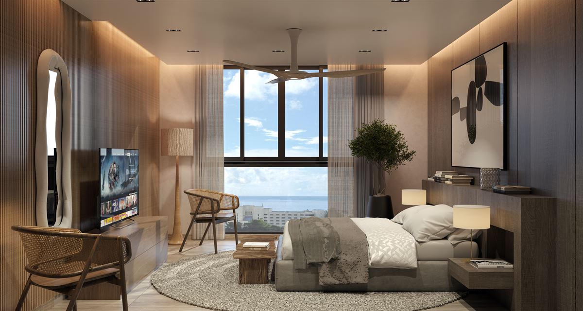 Luxurious master suite with sea breeze design